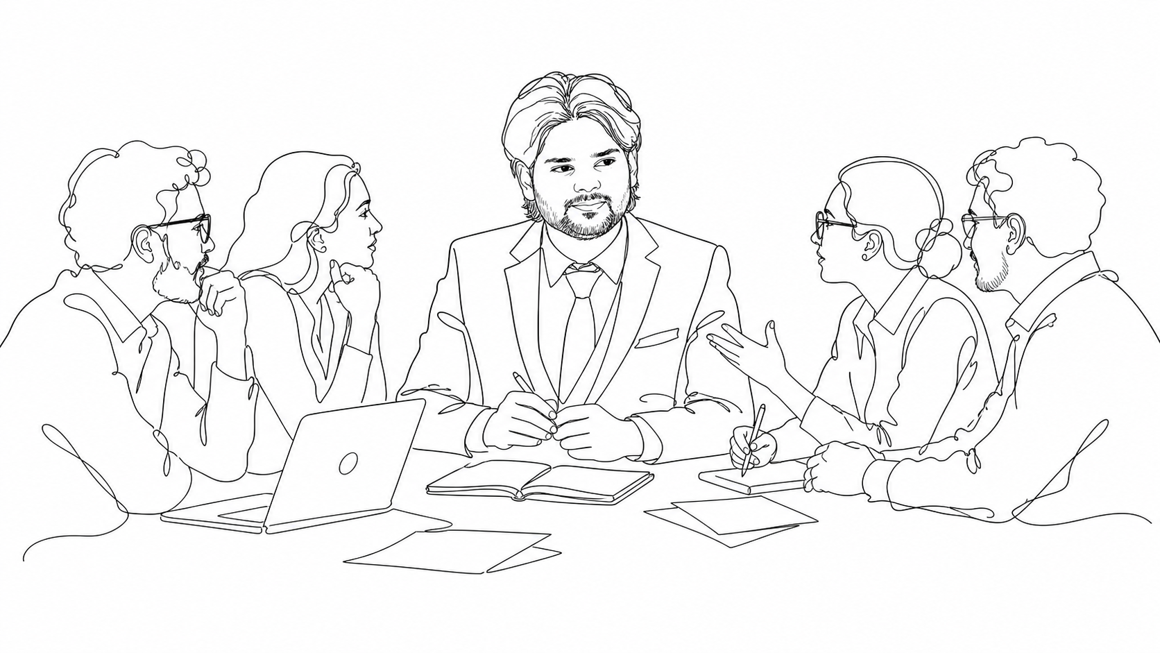 Tariq Abdullah seated at a table in conversation with collaborators